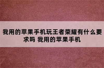 我用的苹果手机玩王者荣耀有什么要求吗 我用的苹果手机